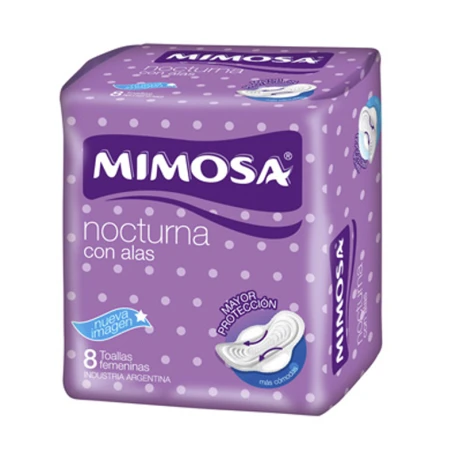 Toalla Femenina MIMOSA Nocturna con Alas x8 Unidades Toalla Femenina MIMOSA Nocturna con Alas x8 Unidades