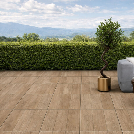 Ceramica maderada Antideslizante 61x61Cm piso exterior GAMAS DE MARRON