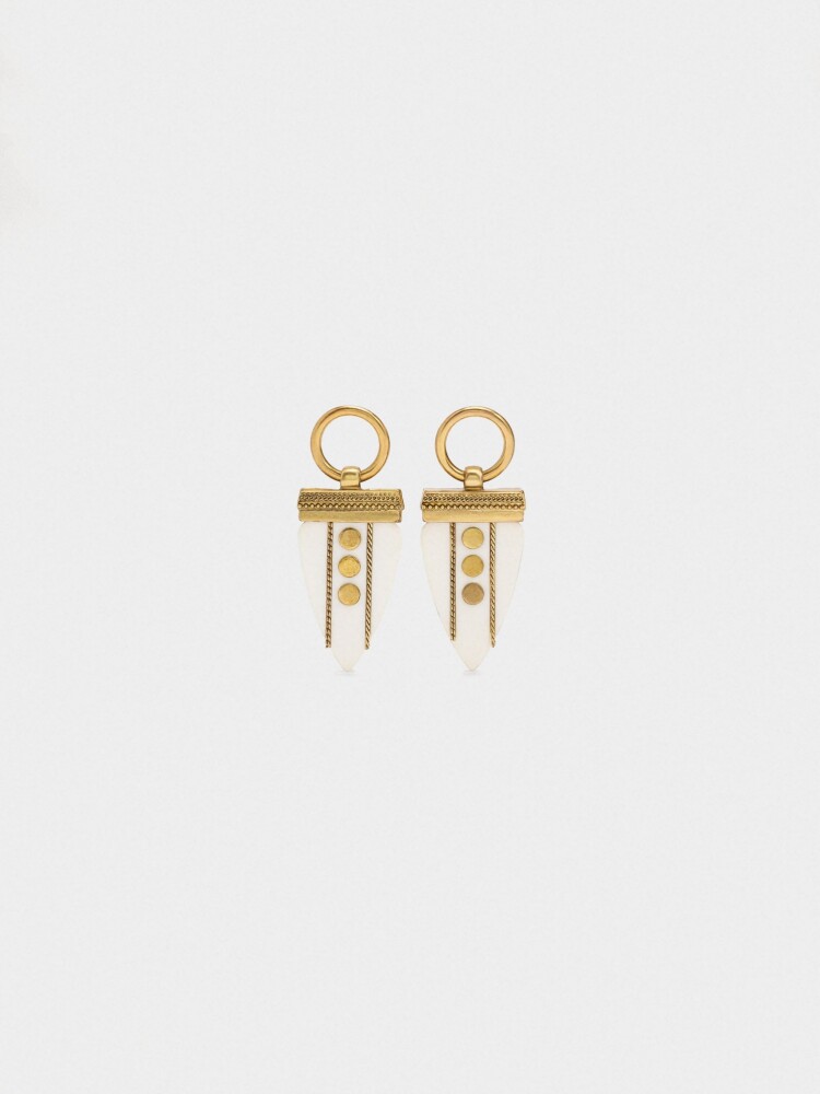 Pendientes Largos Con Tachuelas beige