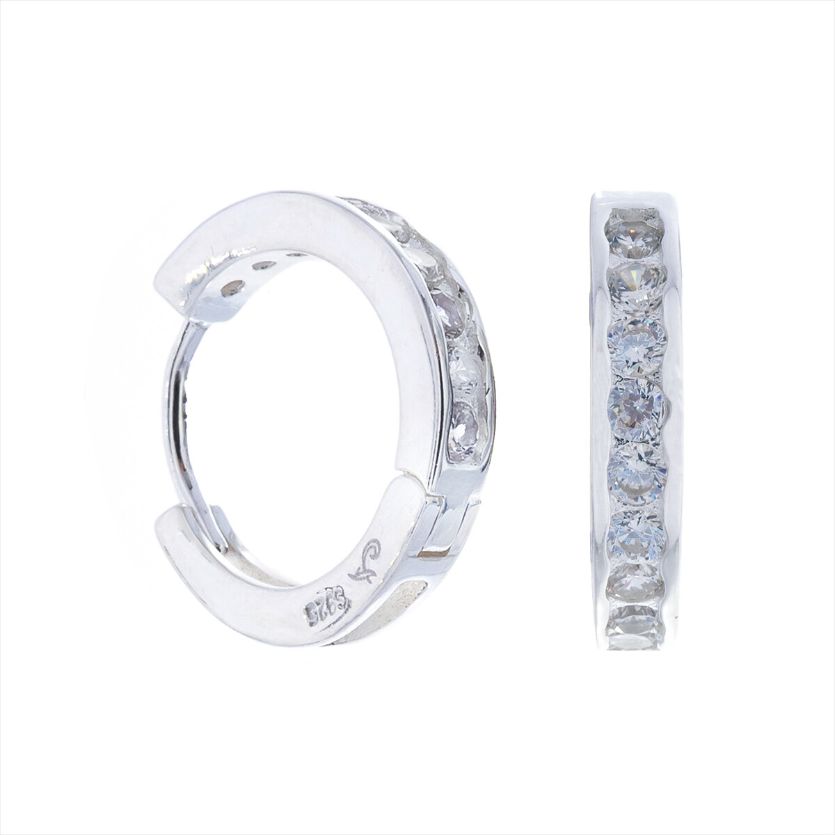 Par de aros de plata 925 con circonias. 