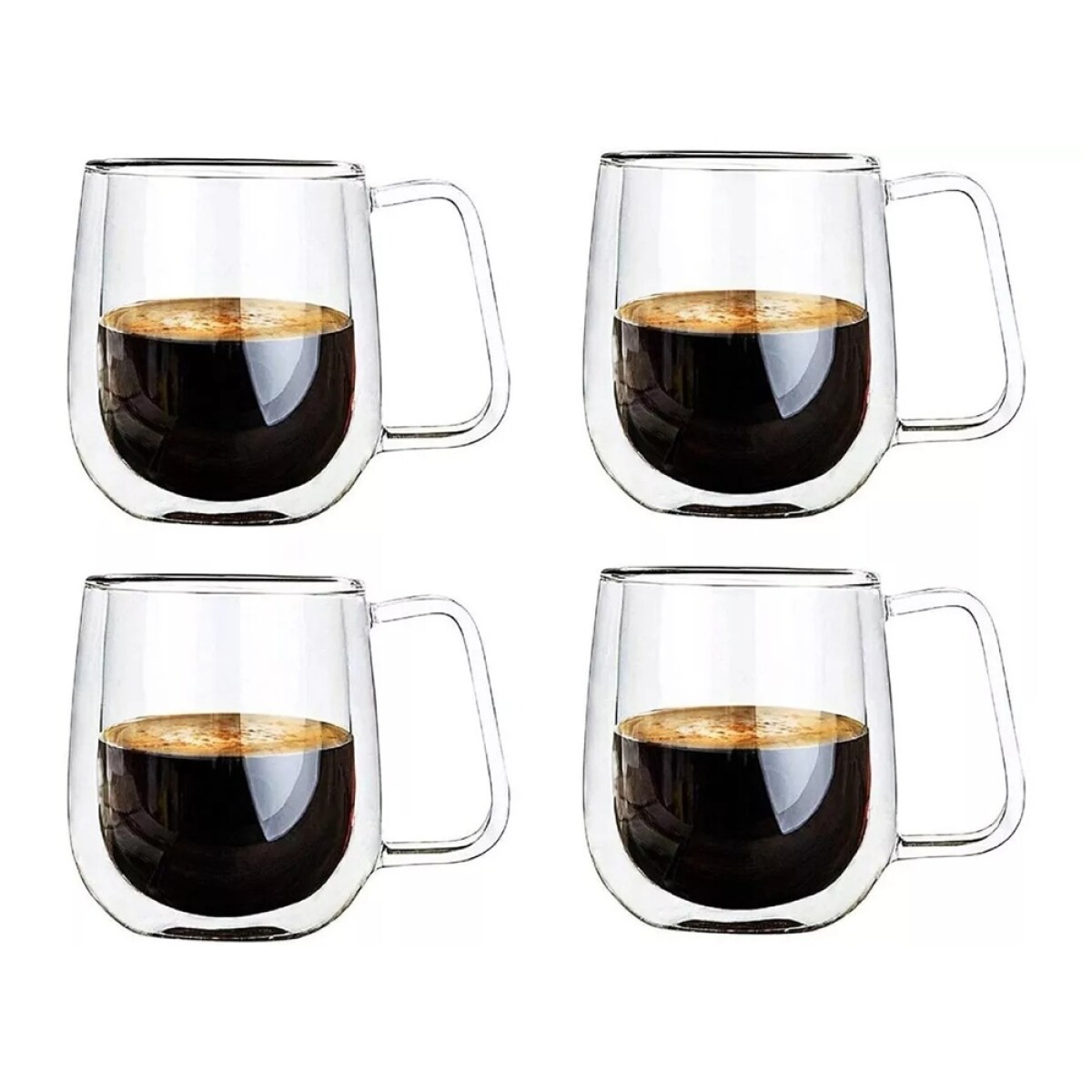 Display 4 tazas café vidrio 239 ml transparente