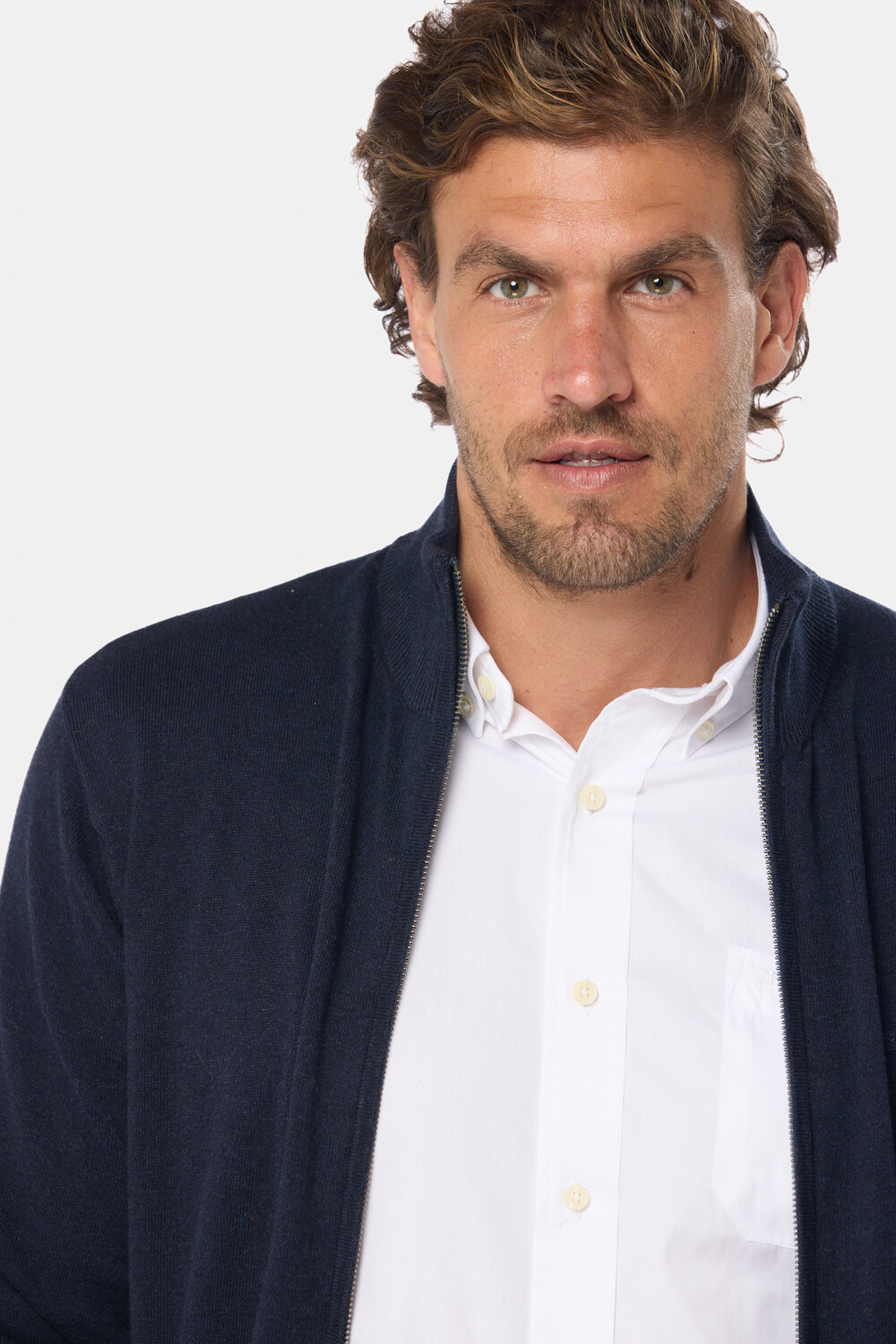 CAMPERA TEJIDA DE ALGODÓN Azul