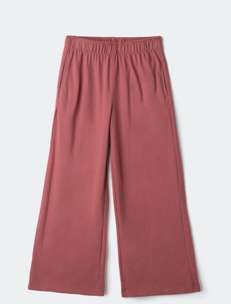 PANTALONES DE PIERNA ANCHA EN TEJIDO DE PUNTO ROSADO