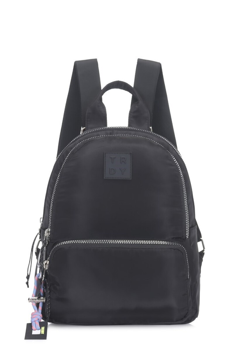 Mochila nylon tela cierres Negro