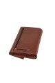 Billetera Dama Cuero Genuino Tríptica | Broche Imán y Máxima Capacidad Marrón