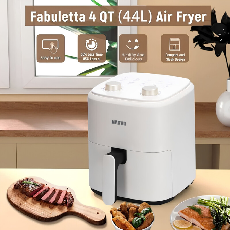 Freidora Sin Aceite Marvo Antiadherente 1350w 4,4lts Blanca Freidora Sin Aceite Marvo Antiadherente 1350w 4,4lts Blanca