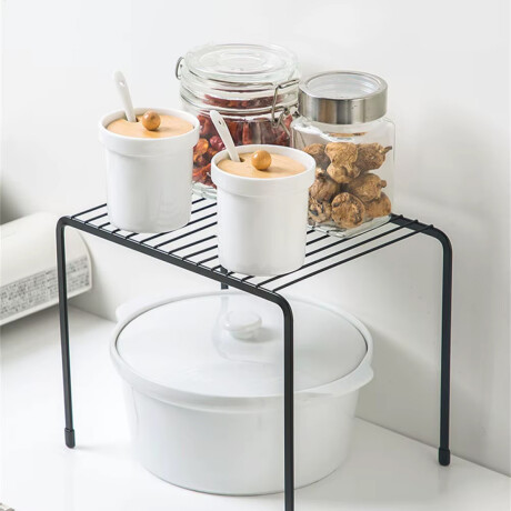Rejilla estante organizadora de metal apilable para cocina o despensa Negro