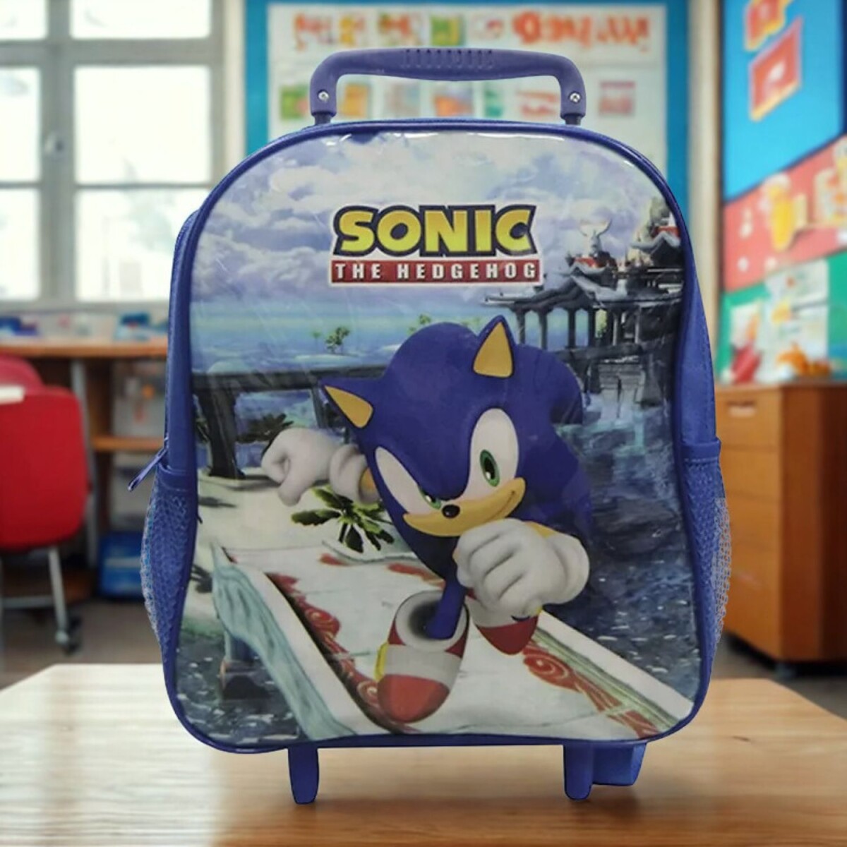 Mochila Sega Escolar Con carro 30x24 Sonic Prime 