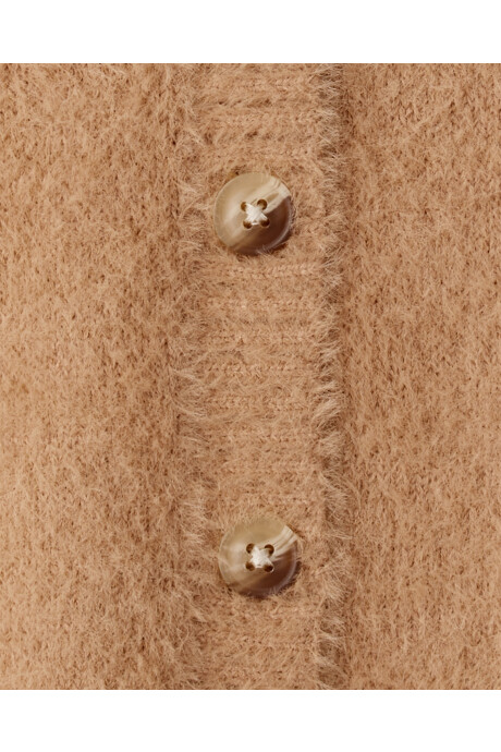 Saco de punto, afelpado, marrón Sin color