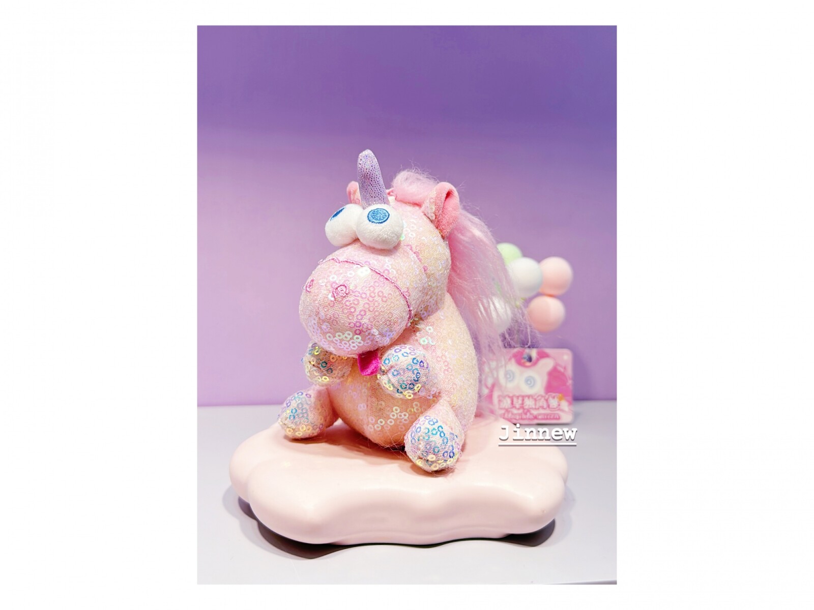 LLAVERO DE UNICORNIO CON LENTEJUELAS Y PELO DESPEINADO (ROSA) 