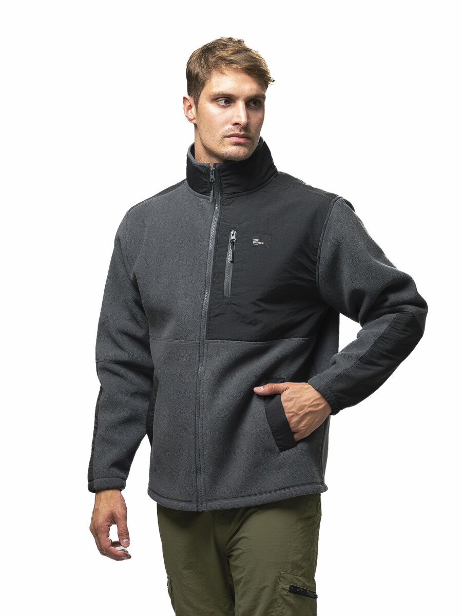 Campera Polar Combinada New 26 - Gris/Negro 