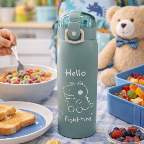 Botella Térmica Infantil 500ml Acero Inoxidable Con Pico Antigoteo Verde