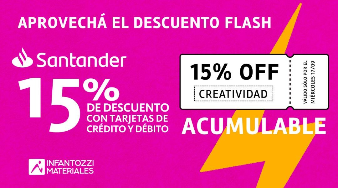 Descuento Acumulable con Santander: Código CREATIVIDAD