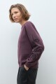 Sweatshirt con apliques en mangas ciruela