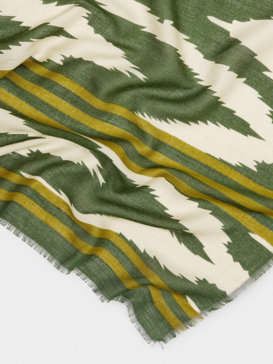 Pañuelo Estampado Mezcla De Lana verde