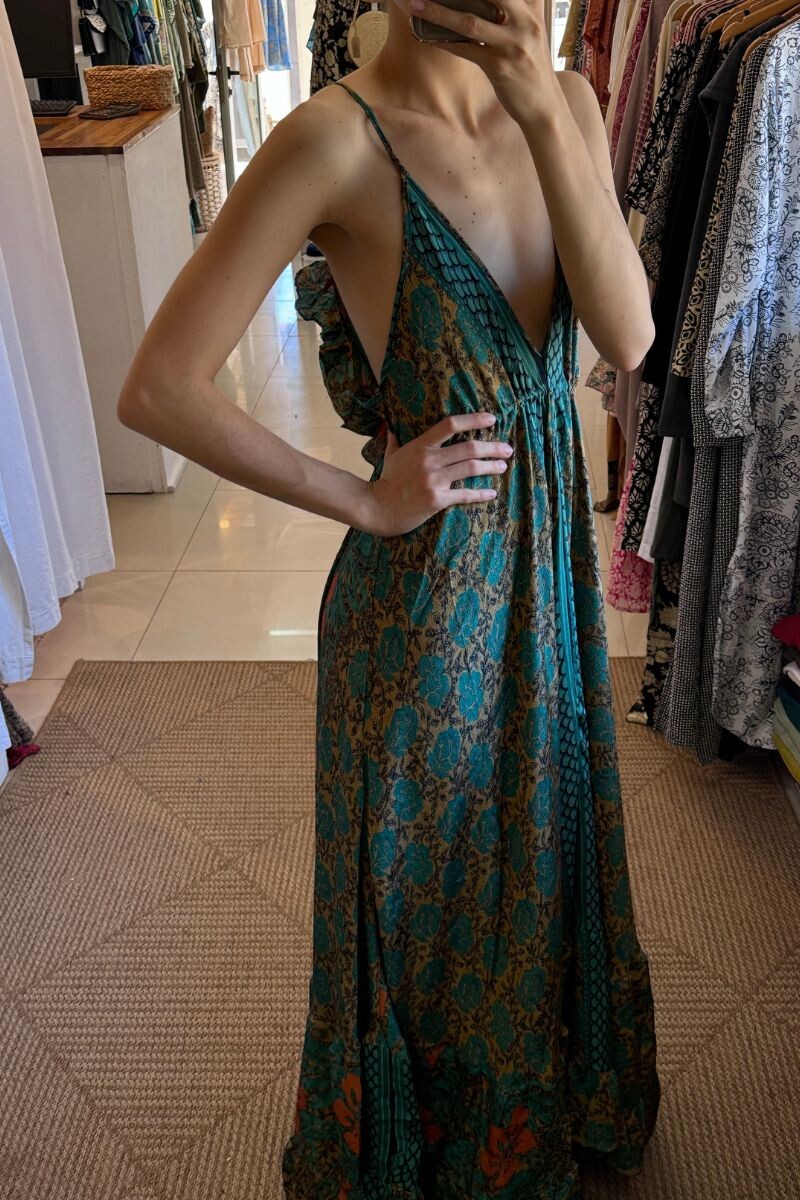 Vestido de seda Vida Tonos turquesa