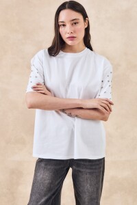 Remerón Algodón Brillo Mangas Blanco
