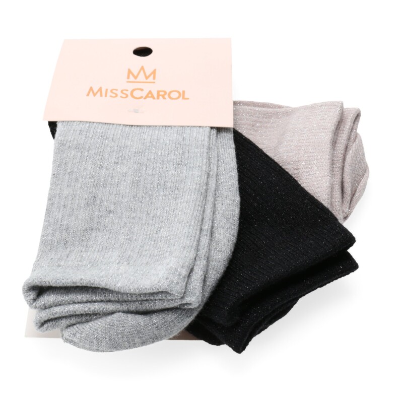 Medias de Mujer Miss Carol Media Lurex pack X3 Beige / Negro / Gris