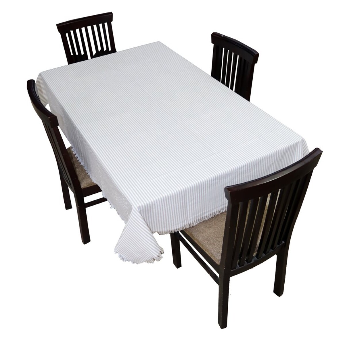 MANTEL ALGODÓN 140X140CM RAYAS BEIGE 