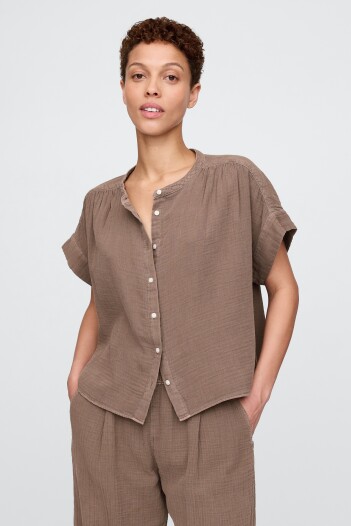 Camisa Muselina Manga Corta Mujer Arrow Brown