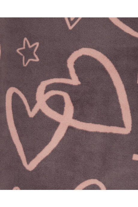 Pijama dos piezas pantalón y remera de micropolar diseño corazones Sin color