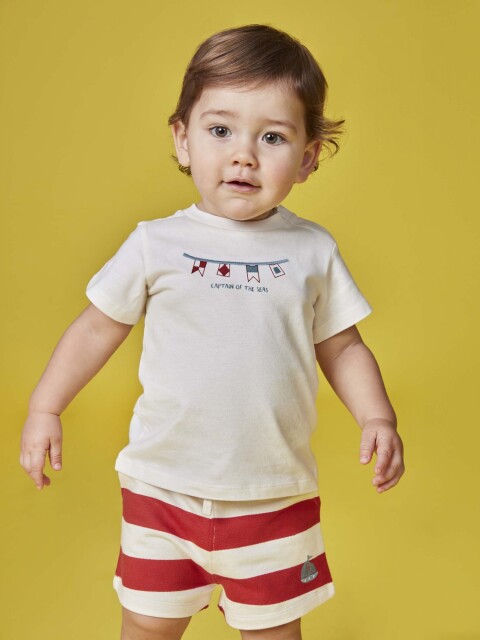 Camiseta Estampada Banderas Nauticas Piedra