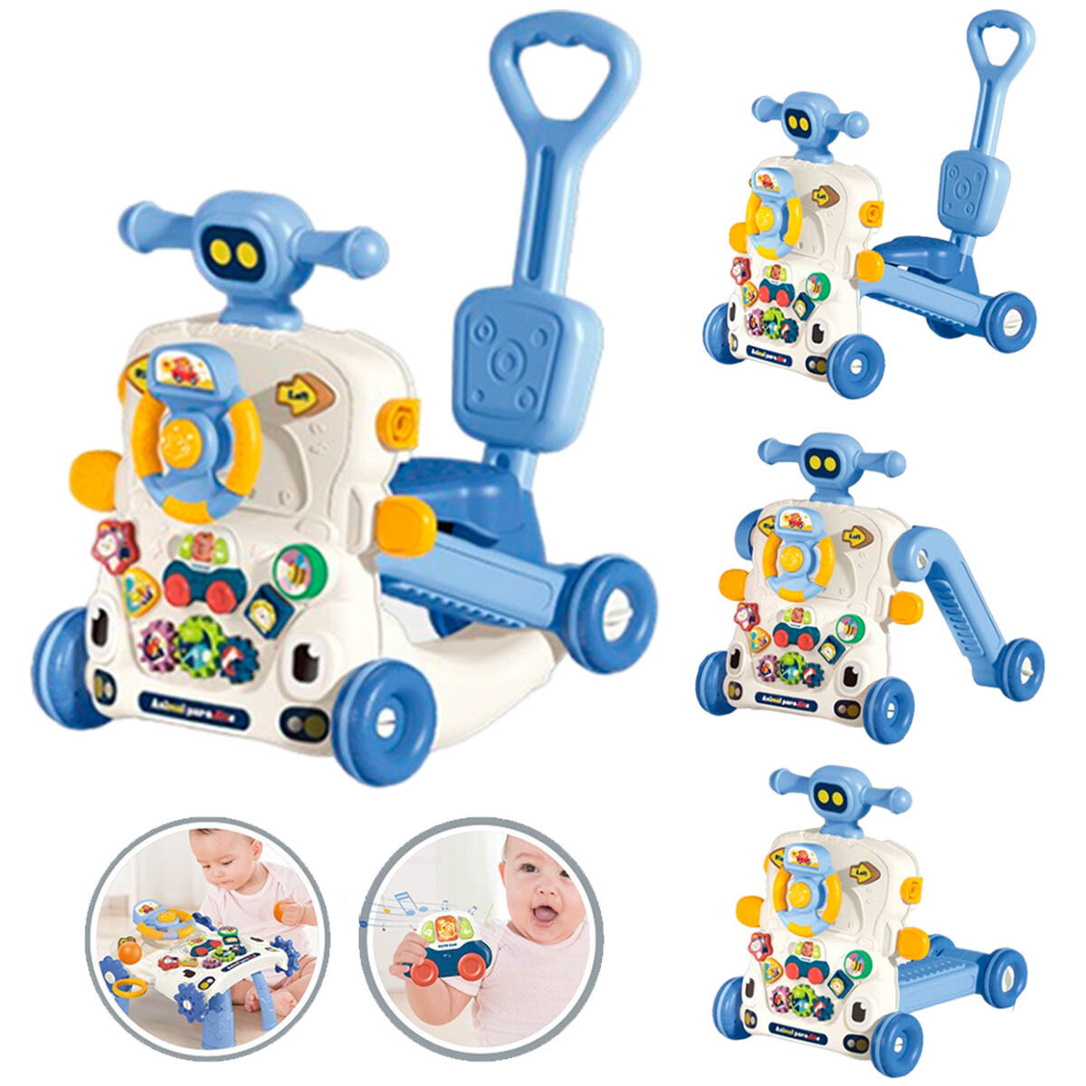 Andador Caminador Bebé Musical Buggy con Guía 6 En1 - Celeste 