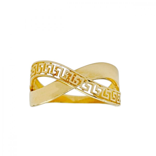 Anillo Cruzado Griego-Oro bajo-Sin piedra-AN8230 sinpiedra