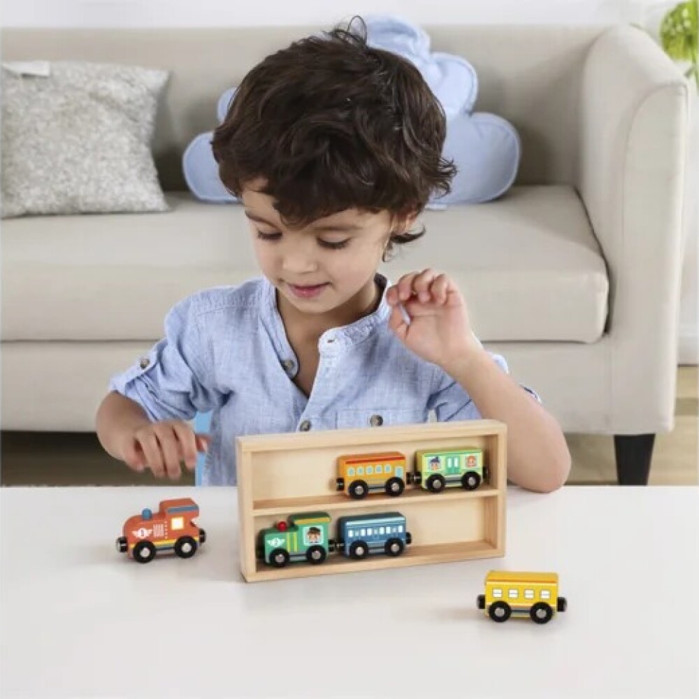 Set de trenes en madera HiPando Set de trenes en madera HiPando