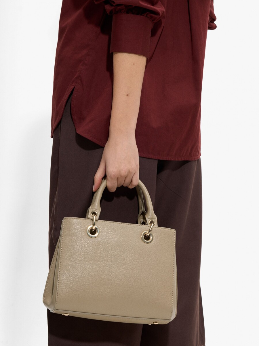 Bolso Tote Con Textura taupe