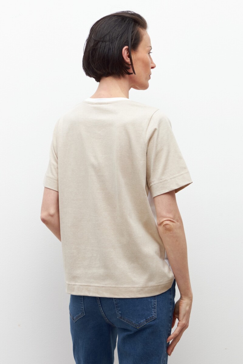 Remera color block crudo