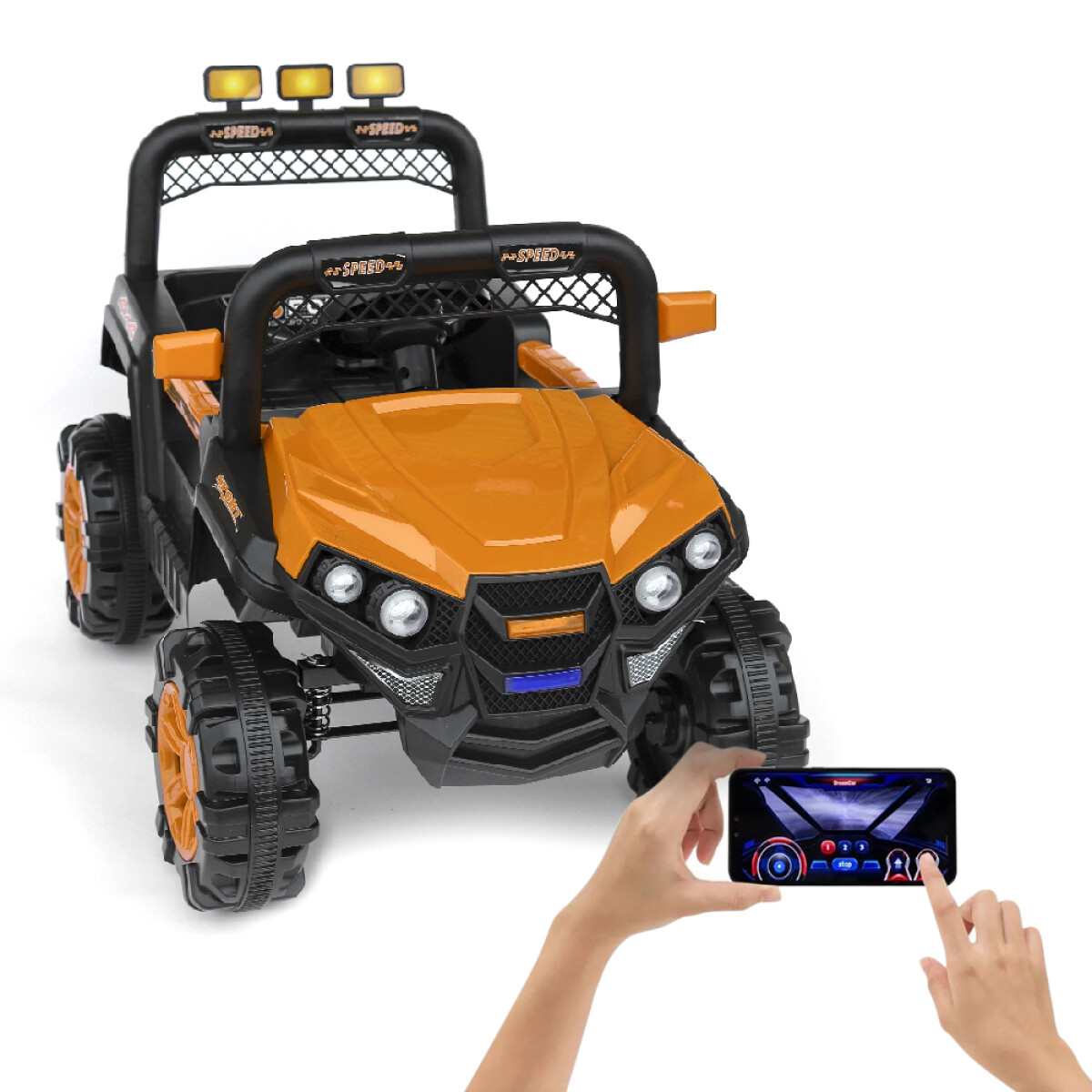 Jeep 4x4 Niños Auto Motor Batería Control Luces USB y Música - Naranja 
