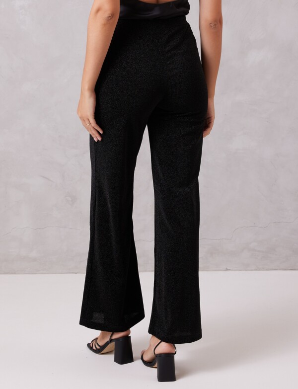 Pantalon Wide Leg Brillo NEGRO
