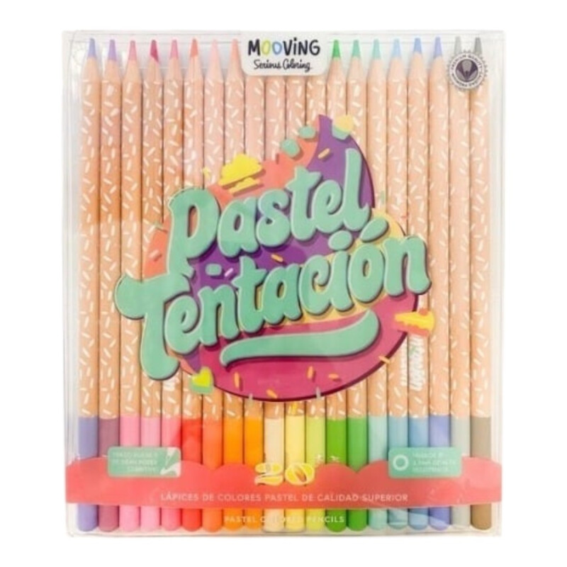 Lápices de Colores Pastel Tentación 20 Unidades Mooving Lápices de Colores Pastel Tentación 20 Unidades Mooving