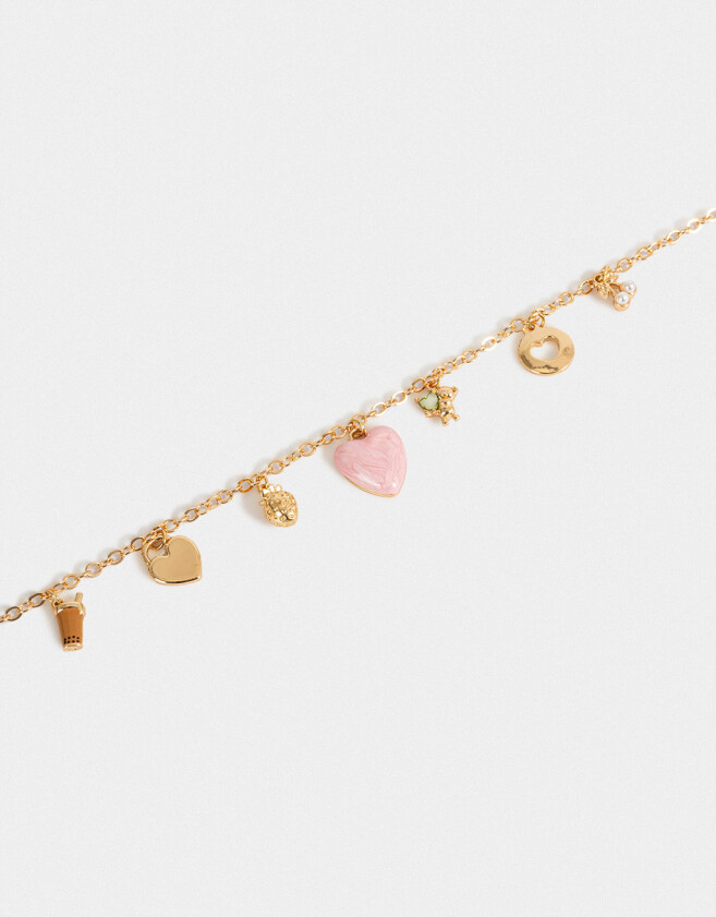 Collares Cortos Multi dijes Collar Corto Con Dijes Esmaltados - Dorado