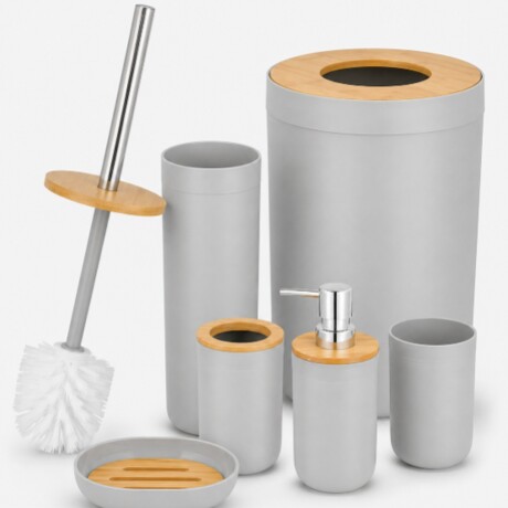 SET BAÑO 6PIEZAS BAMBU GRIS