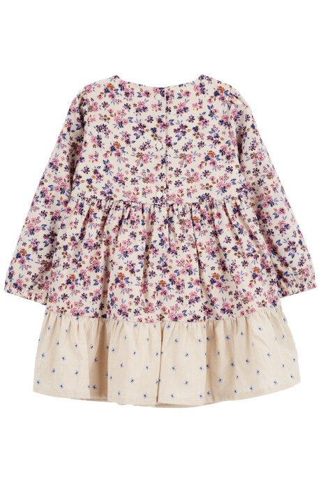 Vestido de algodón diseño escalonado. Talles 2-5T Sin color