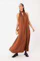 VESTIDO LARGO CUELLO HALTER Ladrillo