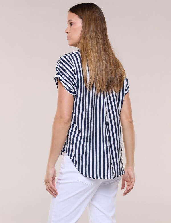 Camisa Rayas BLANCO/AZUL