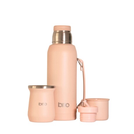 Set De Termo 1 Litro Y Mate Diseño Clásico brio Acero Inox Salmón