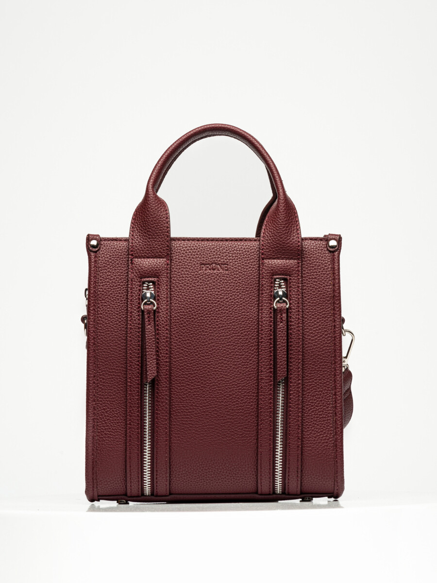Cartera de Mano Oak en Efecto Cuero Liso - Bordeaux 