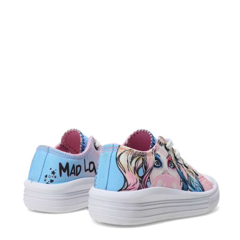 Championes Infantiles DC Canvas HARLEY QUINN Plataforma Rosado - Celeste