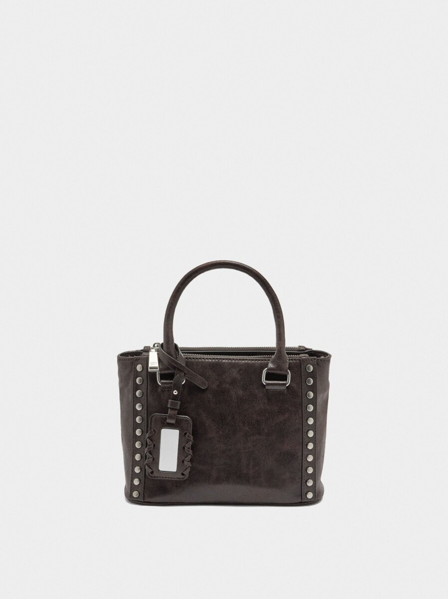 Bolso Tote Con Tachuelas - marron 