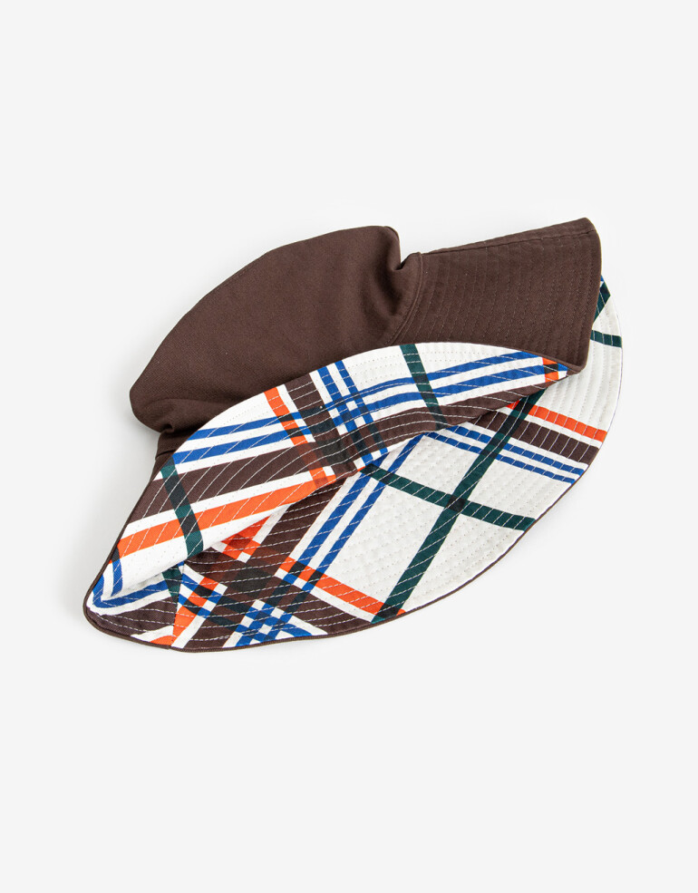 Sombreros verano Piluso Reversible Liso Y Con Estampa Cuadrille - Combinacion Multicolor
