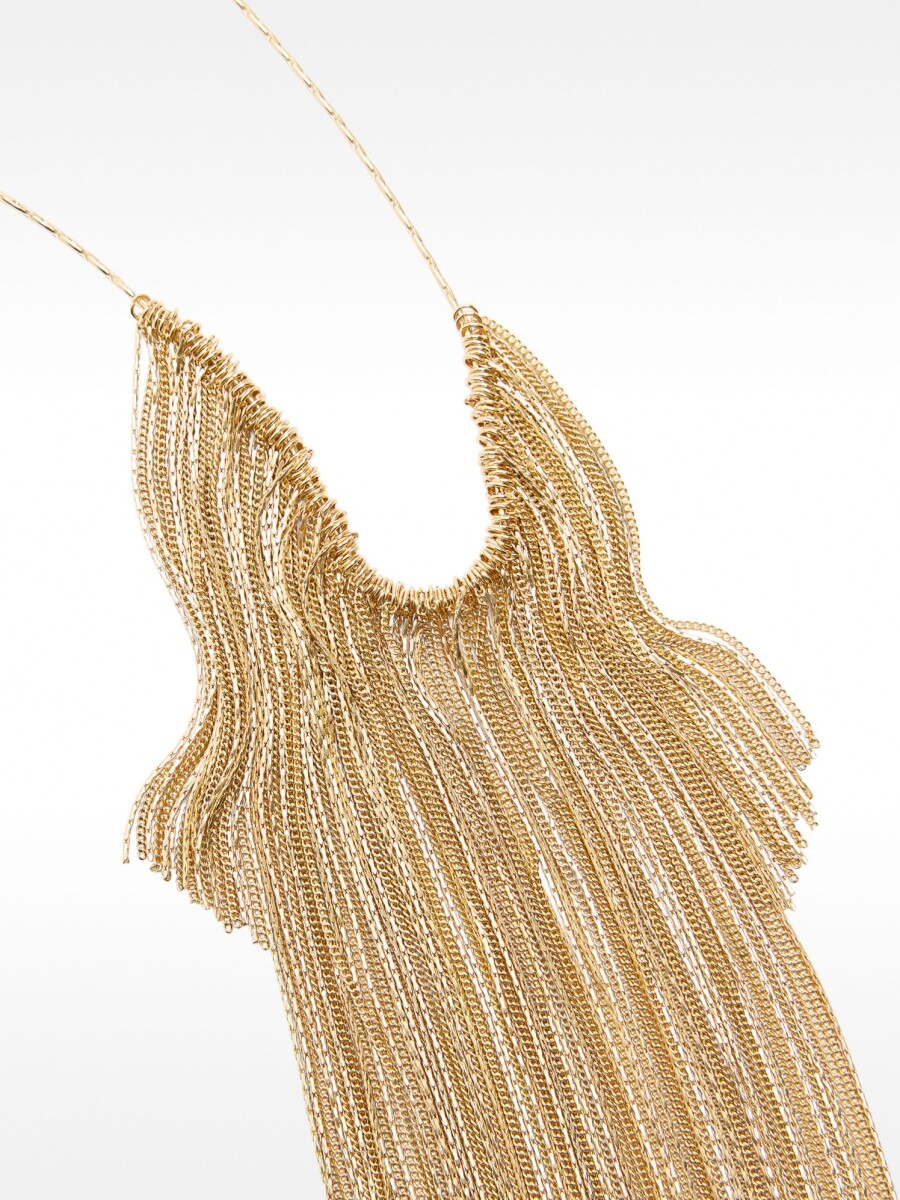 Collar Corto Con Cadenas Largas dorado