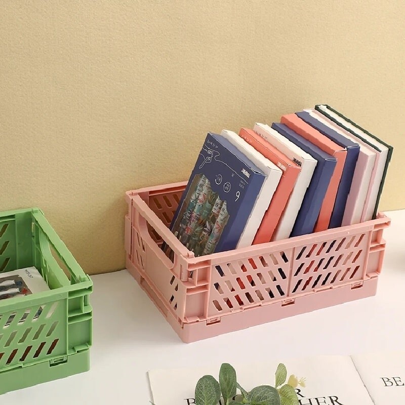 Caja de almacenamiento plegable mediano rosa
