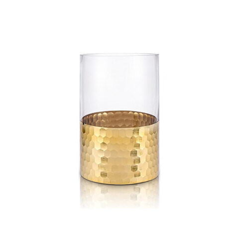 FLORERO VIDRIO TRANS. D10x15CM DORADO FLORERO VIDRIO TRANS. D10x15CM DORADO