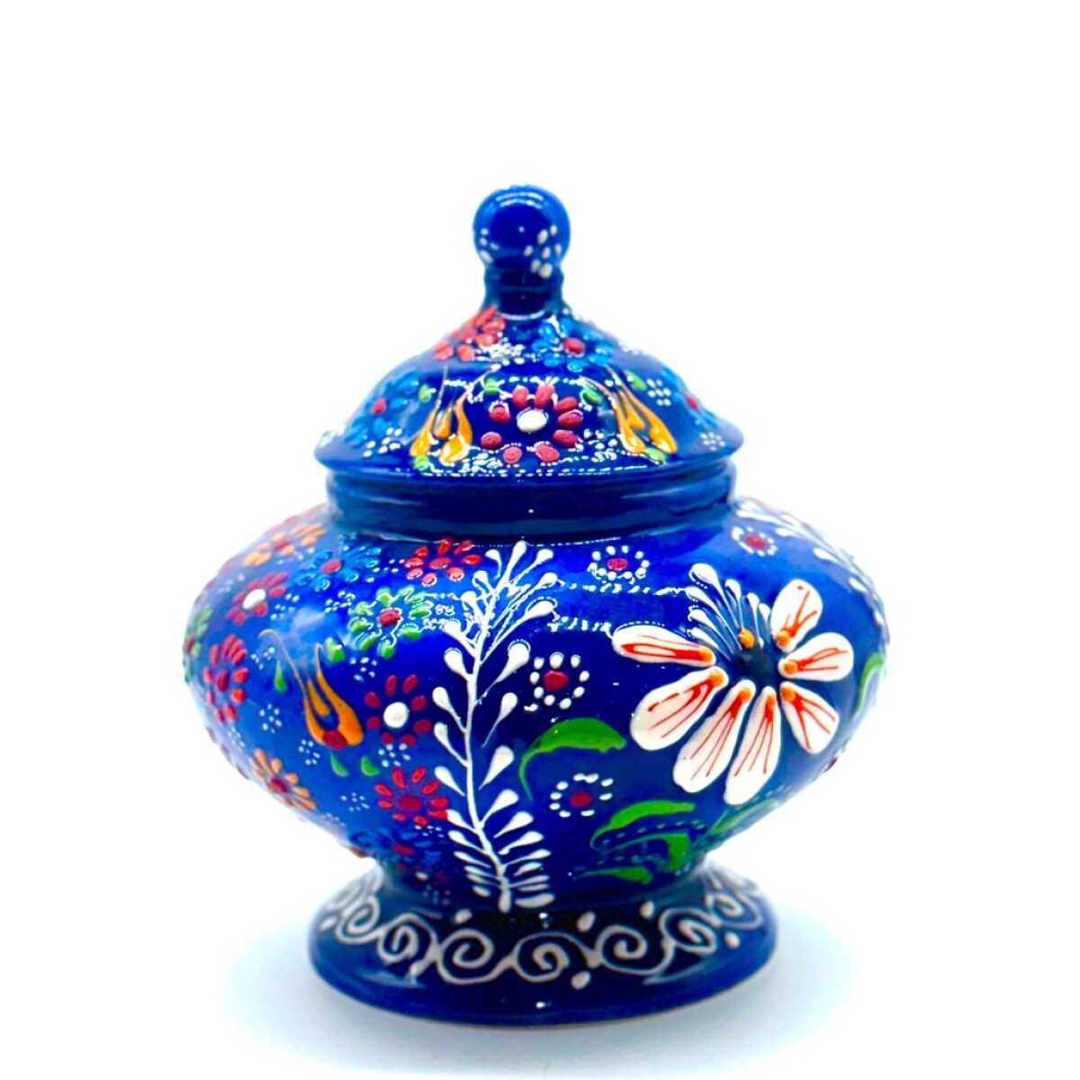 Bombonera de cerámica pintada - Azul 