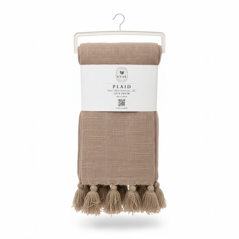 MANTA BEIGE C/BORLAS 125X150CM Unica