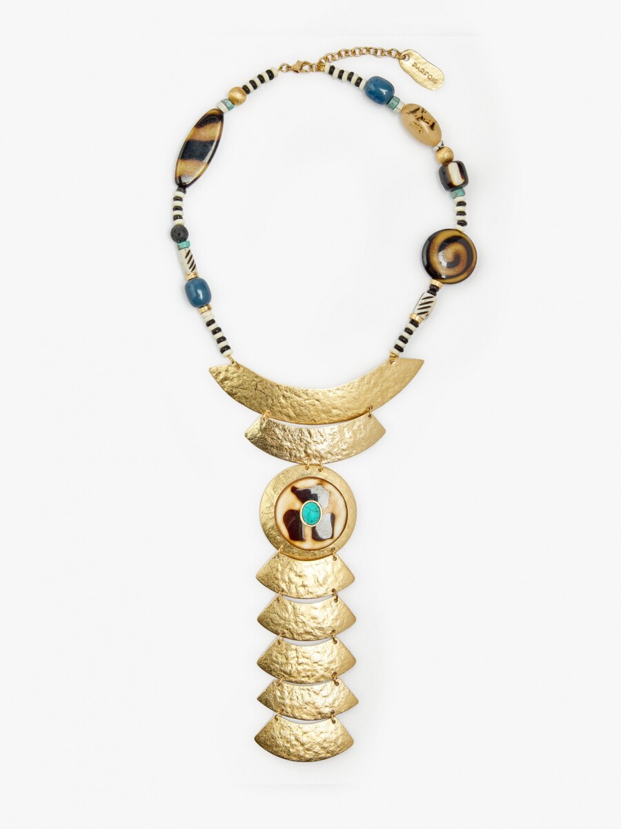 Collar Largo Estructurado Con Madera multicolor